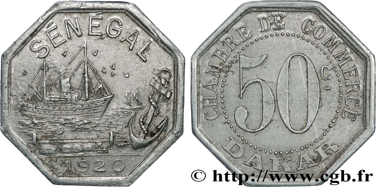 AFRIQUE FRANÇAISE - SÉNÉGAL 50 Centimes Chambre de Commerce Dakar 1920  TTB 