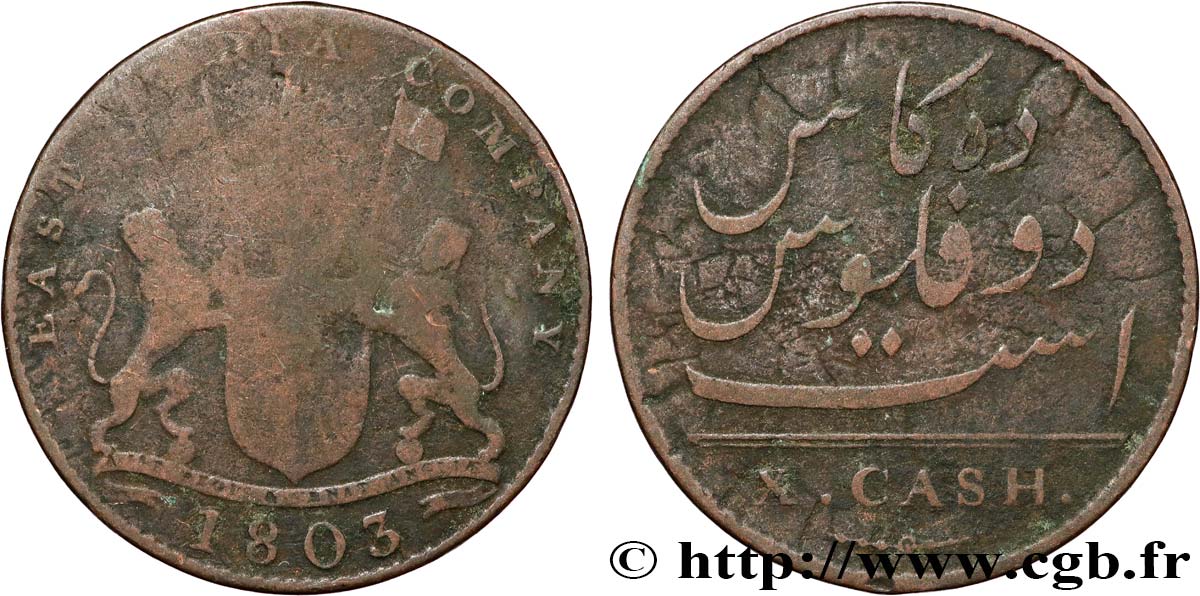 ILE DE FRANCE (MAURITIUS) X (10) Cash East India Company 1803 Madras S 