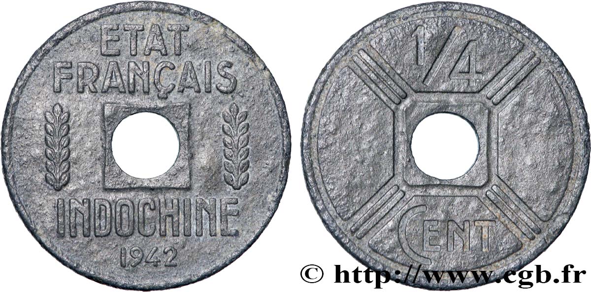 FRENCH INDOCHINA 1/4 Cent 1942 Osaka VF 
