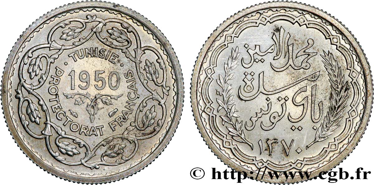 TUNISIA - Protettorato Francese 10 Francs (module de) 1950 Paris MS 