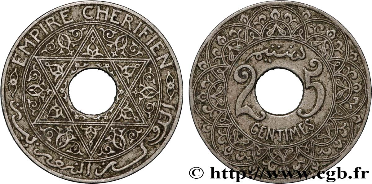 MARUECOS 25 Centimes Empire Chérifien N.D. Paris MBC 