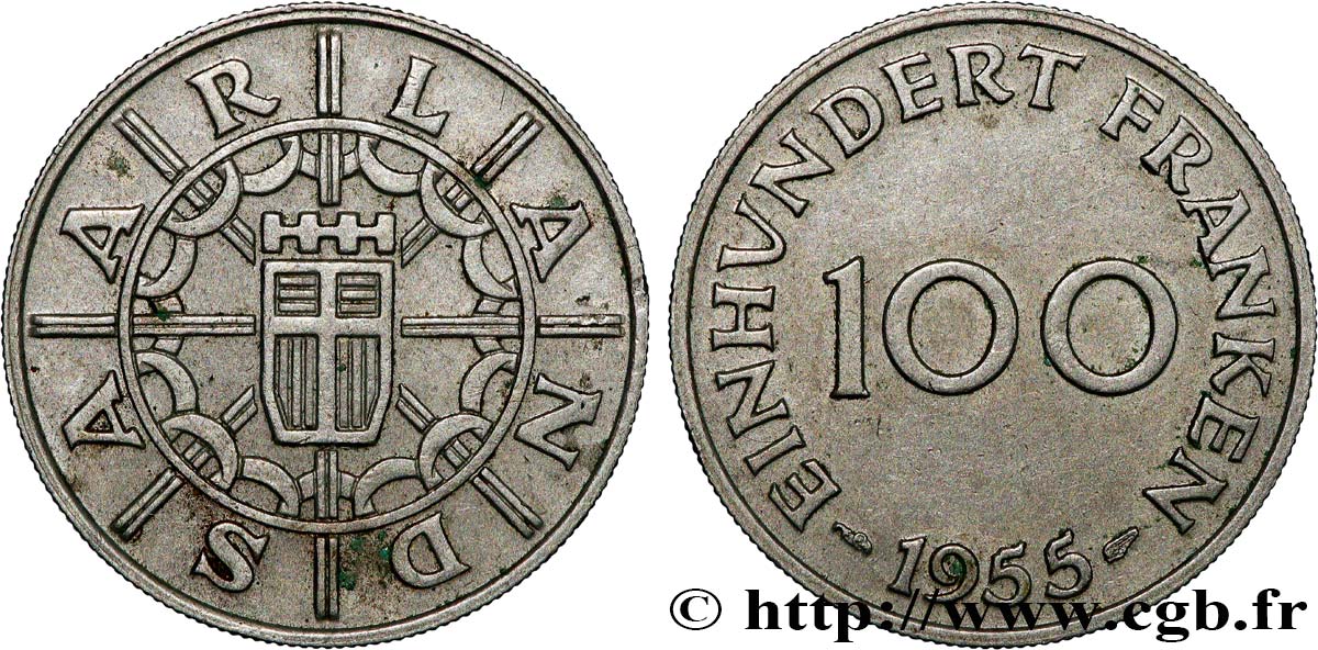 SAARLAND 100 Franken 1955 Paris fVZ 