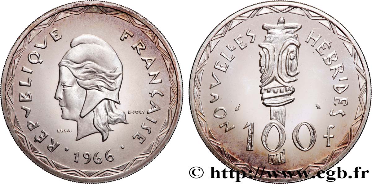 NOUVELLES HÉBRIDES (VANUATU depuis 1980) 100 Francs ESSAI 1966 Paris SPL 