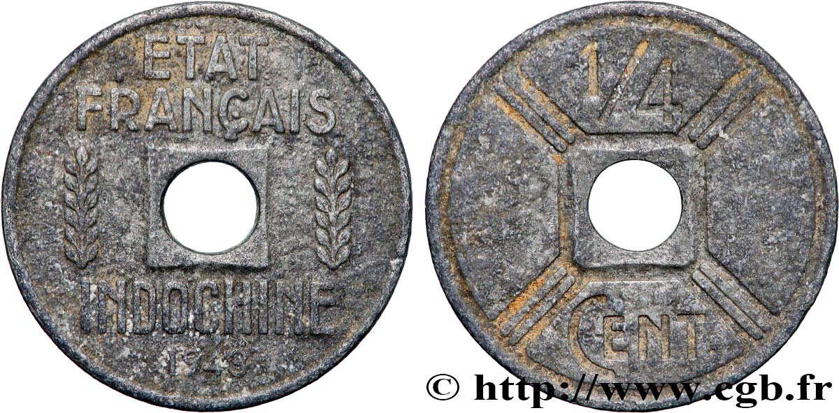 FRENCH INDOCHINA 1/4 Cent 1942 Osaka VF 