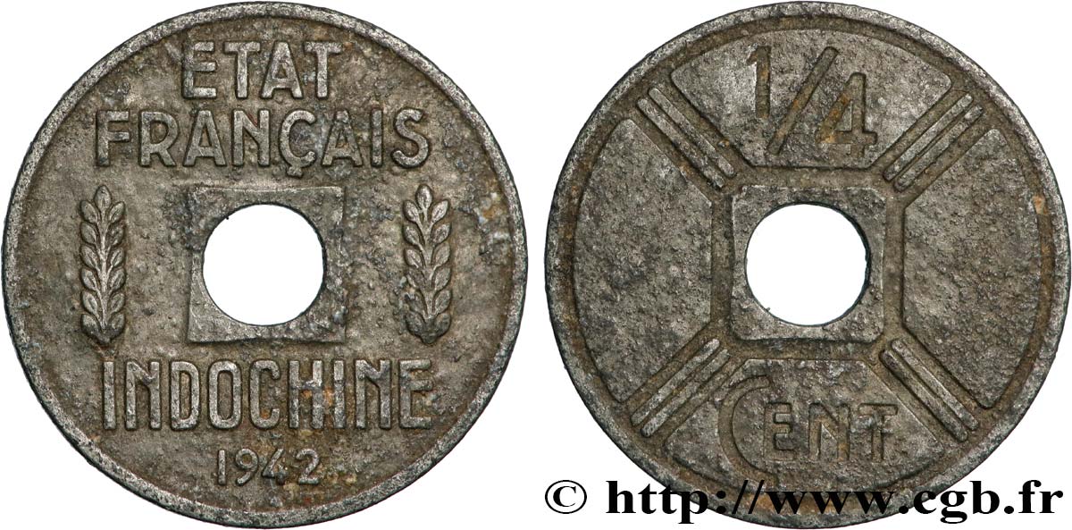 FRENCH INDOCHINA 1/4 Cent 1942 Osaka VF 