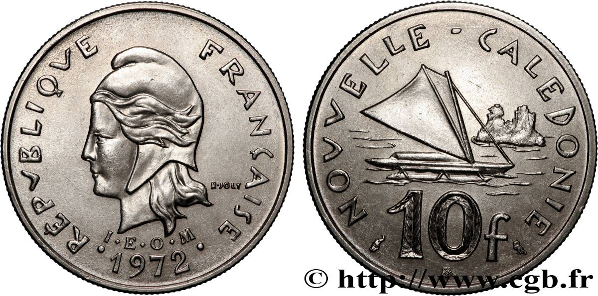 NOUVELLE CALÉDONIE 10 Francs I.E.O.M. 1972 Paris SPL 