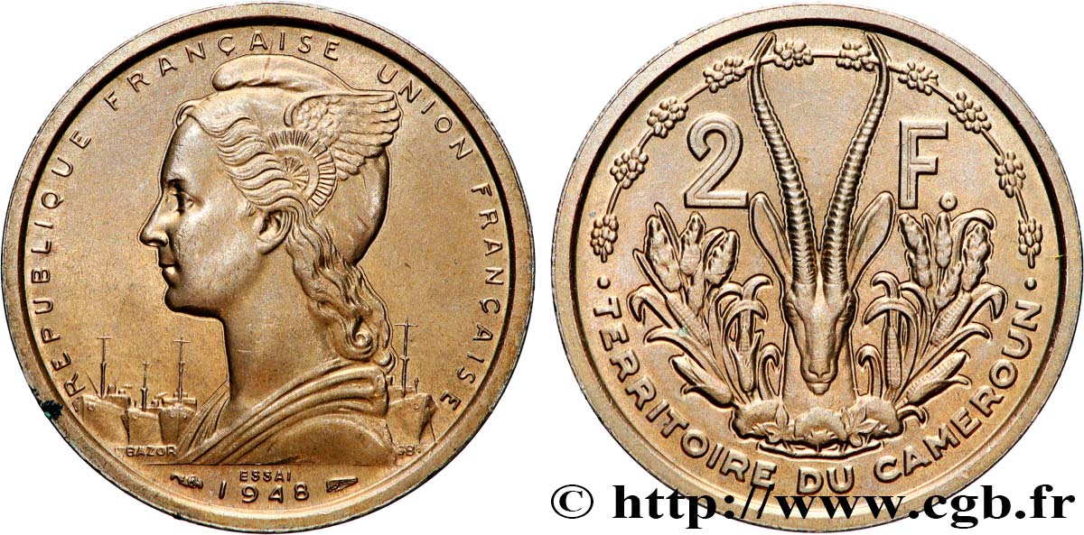 CAMEROUN - UNION FRANÇAISE Essai de 2 Francs 1948 Paris SPL 