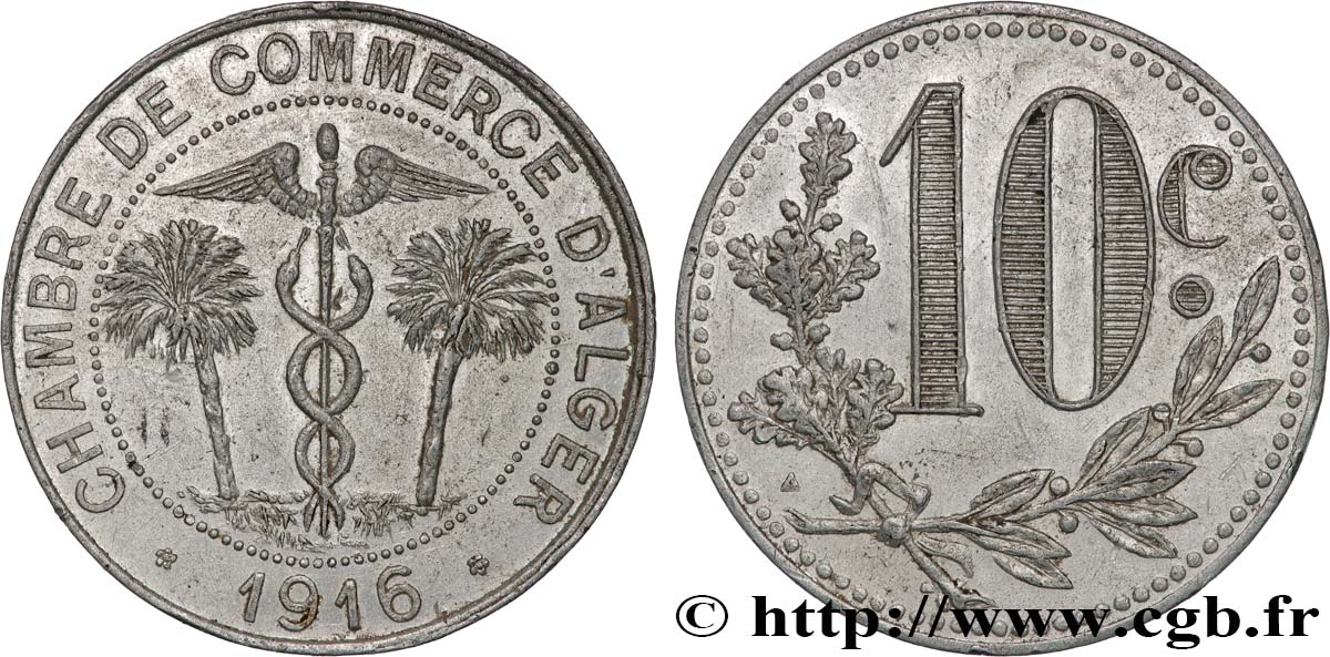 ALGÉRIE 10 centimes 1916 Alger TTB+ 