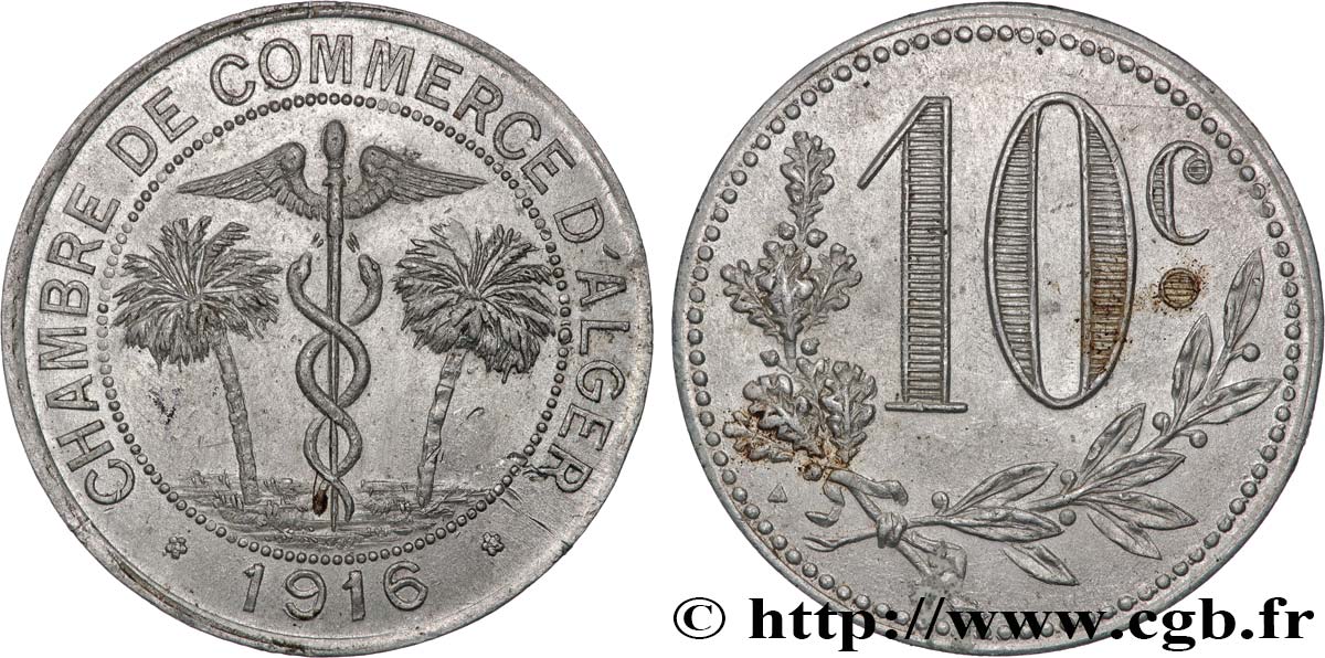 ALGÉRIE 10 centimes 1916 Alger TTB+ 