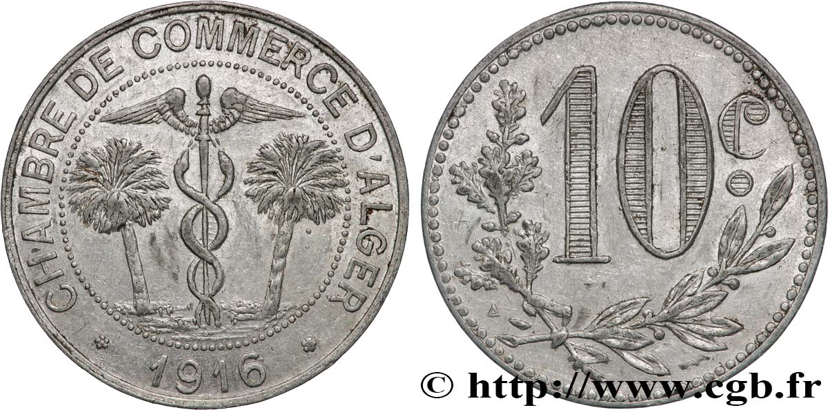 ARGELIA 10 centimes 1916 Alger MBC+ 