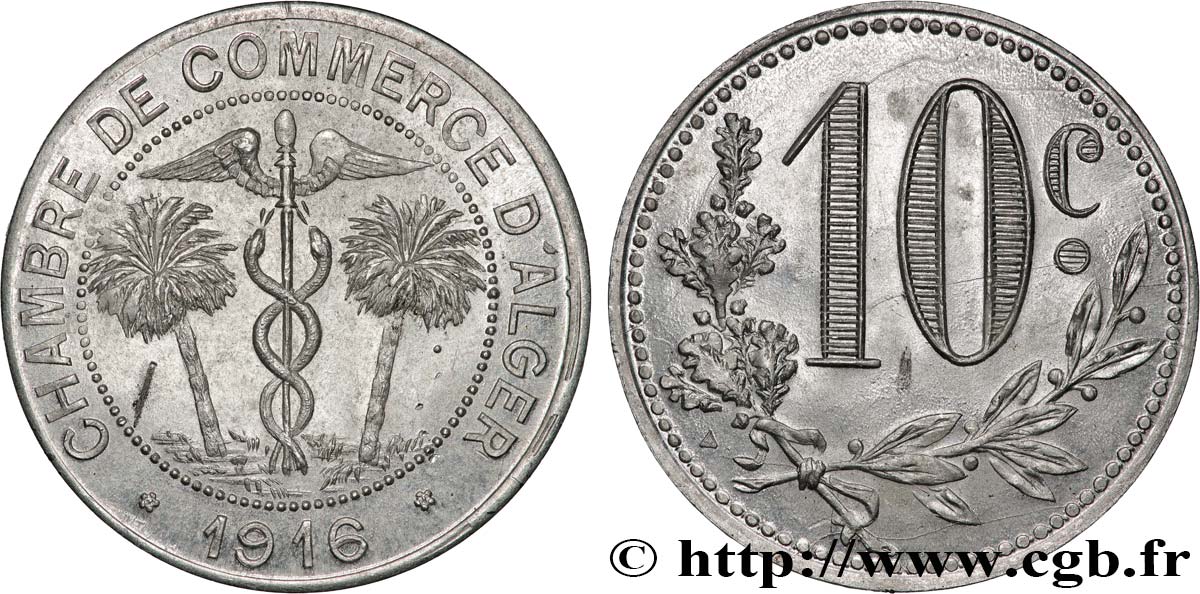 ALGERIA 10 centimes 1916 Alger SPL 