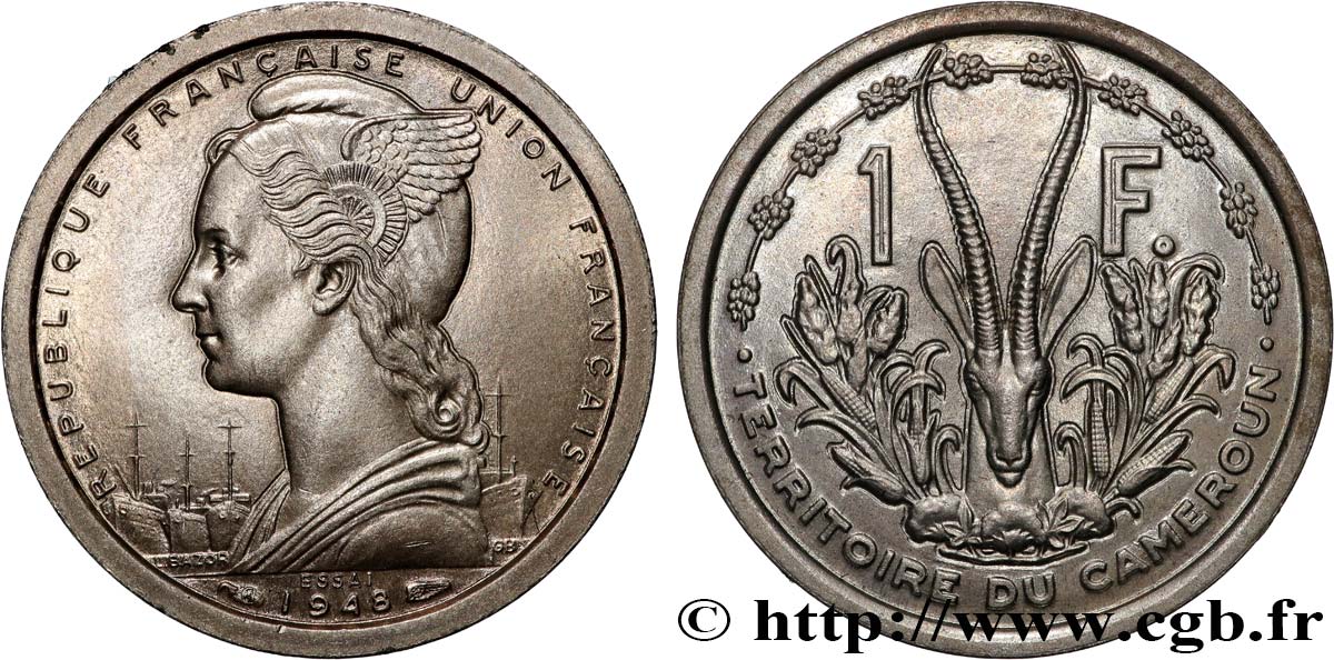 CAMEROUN - UNION FRANÇAISE Essai de 1 Franc 1948 Paris SPL 