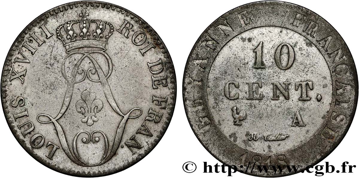 GUYANA FRANCESE 10 Centimes 1818 Paris - A BB 
