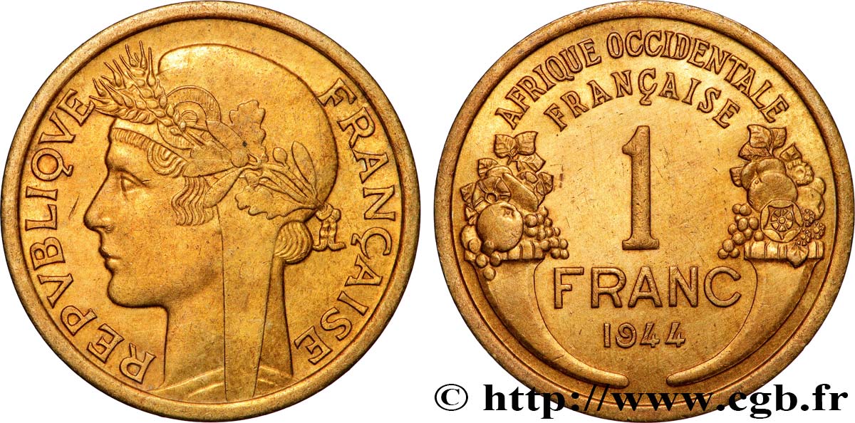 AFRICA OCCIDENTALE FRANCESA  1 Franc Morlon 1944 Londres SPL 