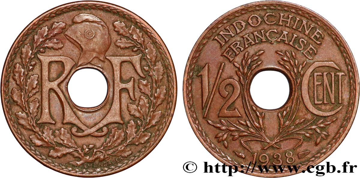 FRANZÖSISCHE-INDOCHINA 1/2 Centième 1938 Paris fVZ 