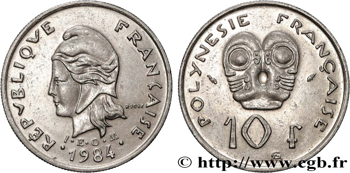 FRENCH POLYNESIA 10 Francs I.E.O.M. 1984 Paris AU 