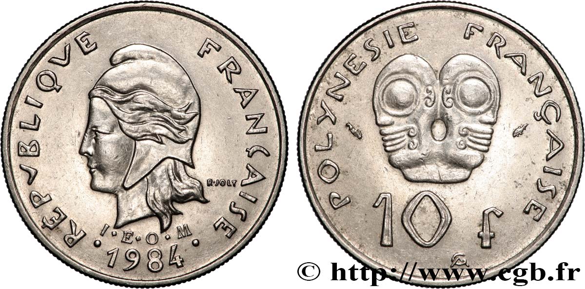 FRENCH POLYNESIA 10 Francs I.E.O.M. 1984 Paris AU 