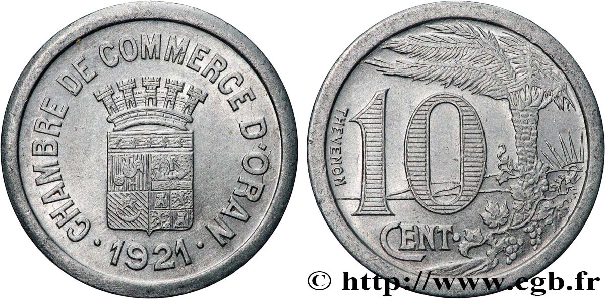 ALGERIA 10 Centimes Chambre de commerce d’Oran 1921 ORAN SPL 