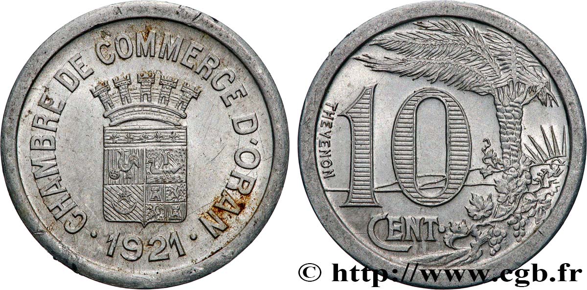 ALGERIEN 10 Centimes Chambre de commerce d’Oran 1921 ORAN SS 