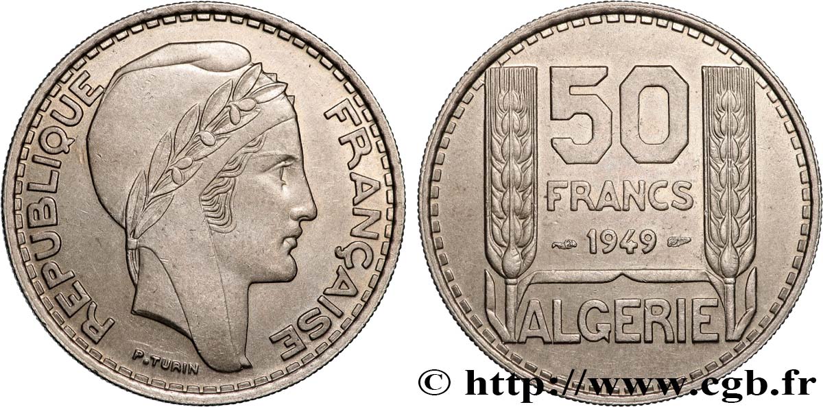 ALGERIA 50 Francs Turin 1949  AU 