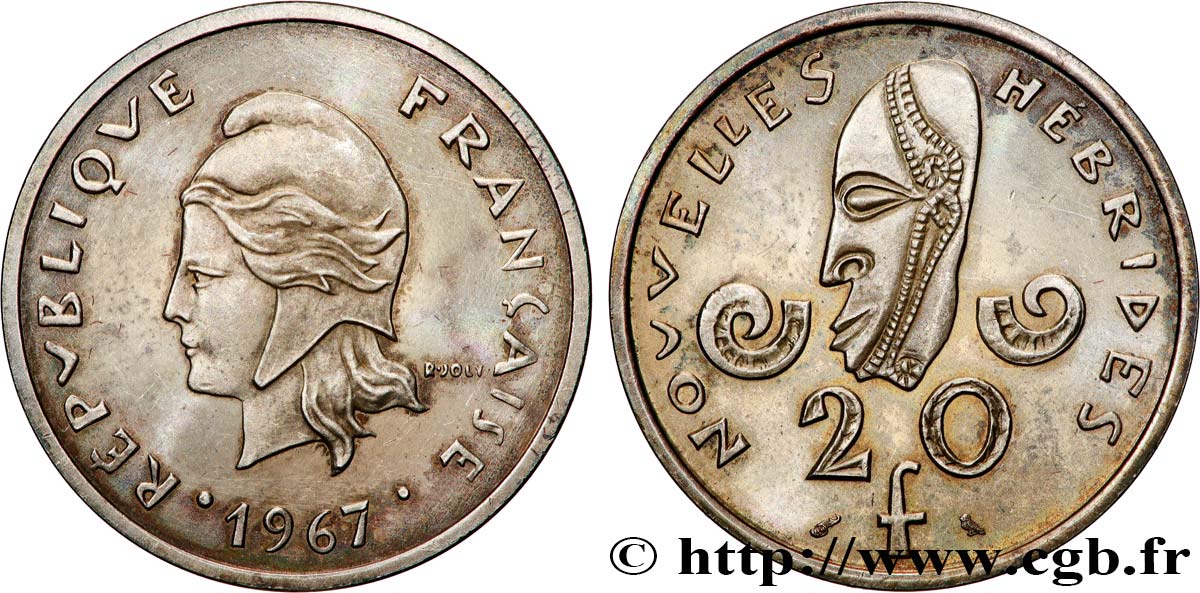 NEW HEBRIDES (VANUATU since 1980) Essai-Piéfort de 20 Francs 1967 Paris MS 