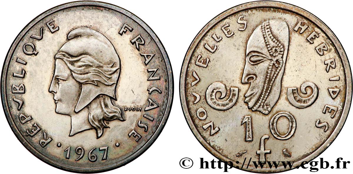 NEUE HEBRIDEN (VANUATU ab 1980) Essai-Piéfort de 10 Francs 1967 Paris fST 