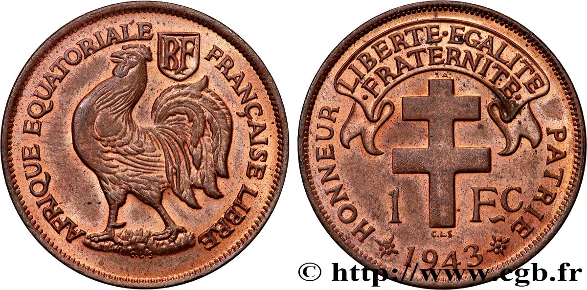 FRENCH EQUATORIAL AFRICA - FREE FRENCH FORCES 1 Franc 1943 Prétoria MS 