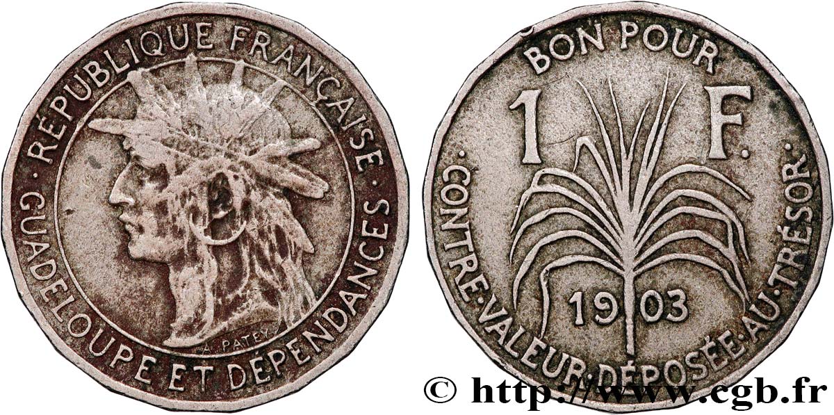 GUADELUPA Bon pour 1 Franc 1903  q.BB 