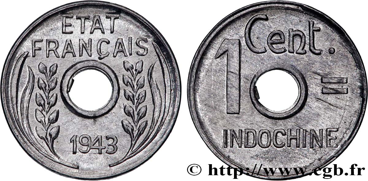 INDOCHINA 1 Centième 1943 Hanoï SC 