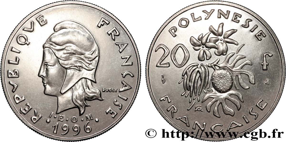 FRANZÖSISCHE-POLYNESIEN 20 Francs I.E.O.M. 1996 Paris fST 