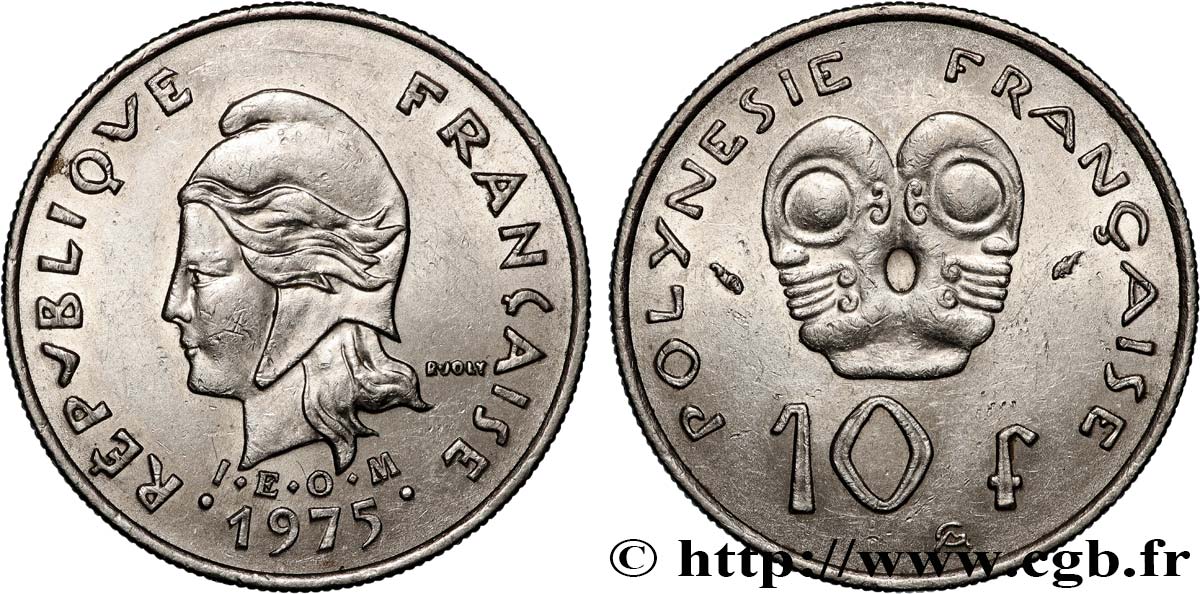 POLINESIA FRANCESA 10 Francs I.E.O.M. 1975 Paris EBC 