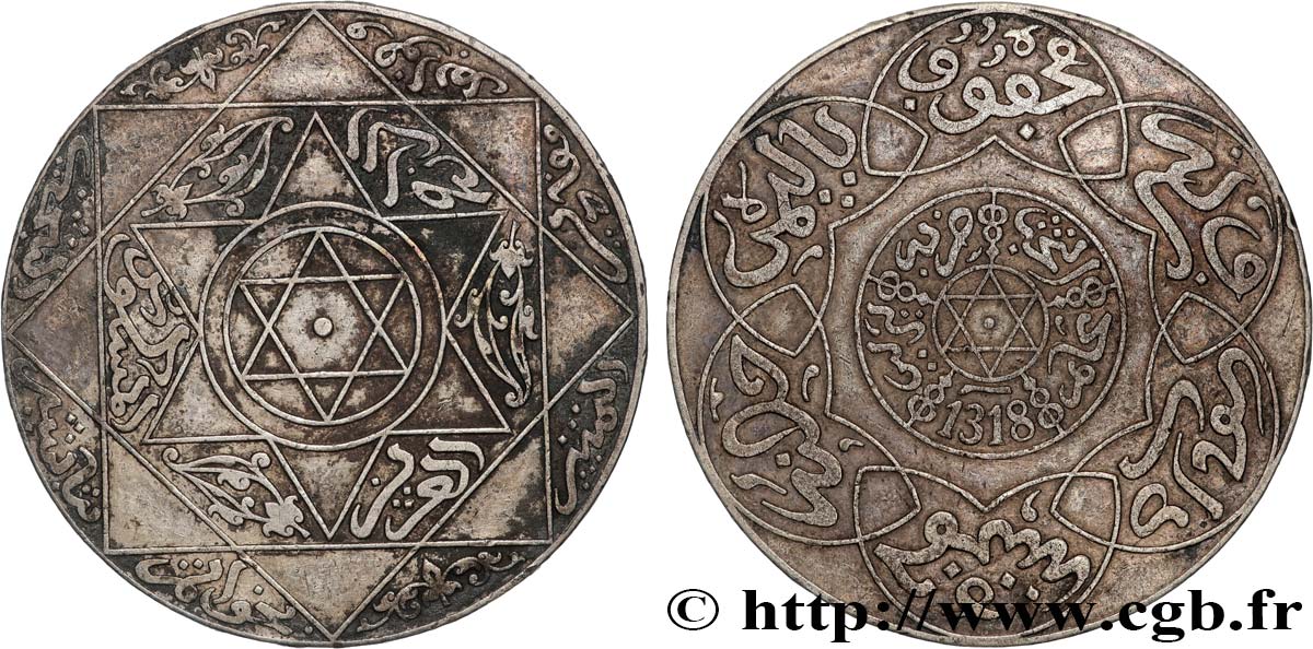 MAROKKO 5 Dirhams Abdul Aziz I an 1318 1901 Berlin SS 