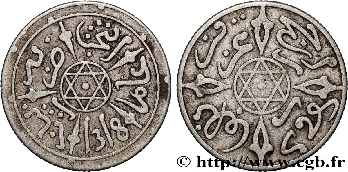 MAROCCO 1/2 Dirham Abdul Aziz I an 1318 1901 Paris BB 