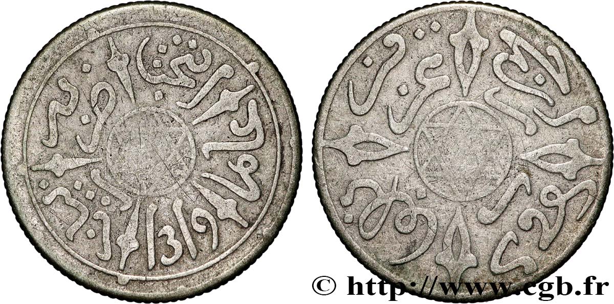 MOROCCO 1/2 Dirham Abdul Aziz I an 1319 1901 Paris VF 