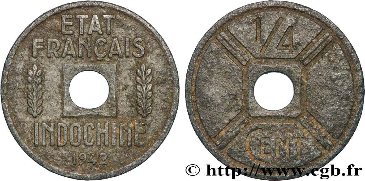 INDOCHINA 1/4 Cent 1942 Osaka BC+ 