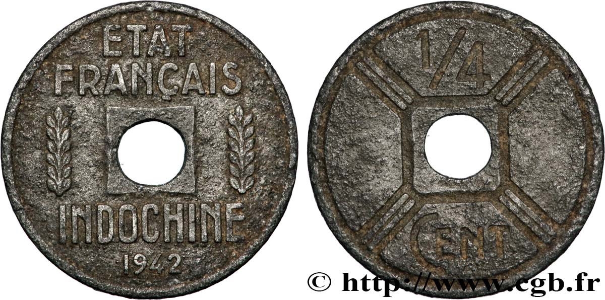 INDOCHINA 1/4 Cent 1942 Osaka BC+ 