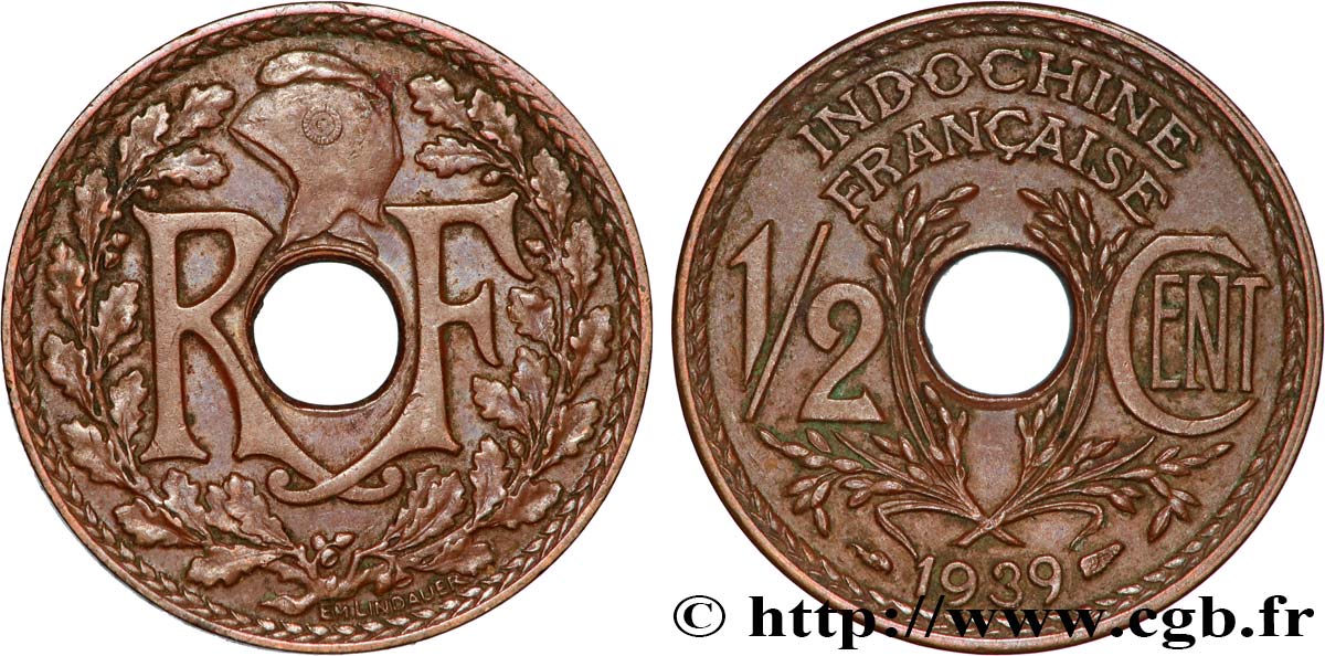 FRANZÖSISCHE-INDOCHINA 1/2 Centième 1939 Paris fVZ 