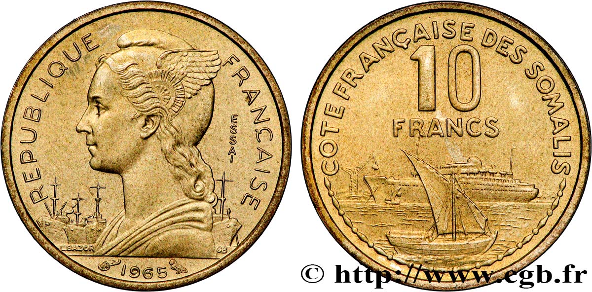 SOMALIA FRANCESA Essai de 10 Francs 1965 Paris SC 