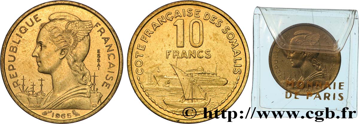 FRANZÖSISCHE SOMALILAND Essai de 10 Francs 1965 Paris fST 