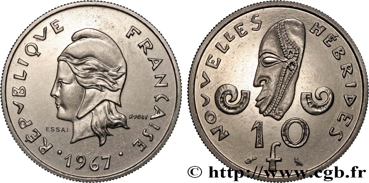 NEUE HEBRIDEN (VANUATU ab 1980) Essai de 10 Francs 1967 Paris fST 