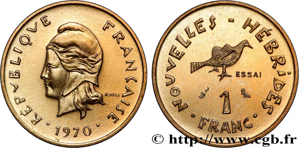 NEW HEBRIDES (VANUATU since 1980) Essai de 1 Franc 1970 Paris MS 