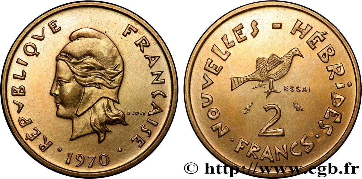 NUOVO EBRIDI (VANUATU dopo1980) Essai de 2 Francs 1970 Paris MS 