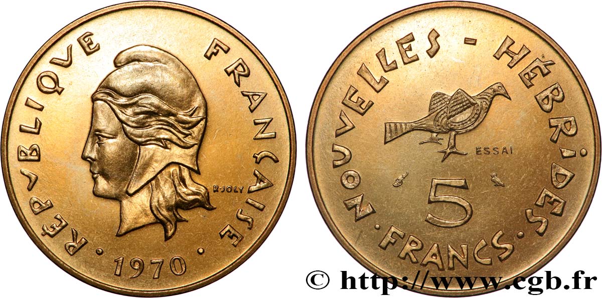 NUEVAS HÉBRIDAS (VANUATU desde 1980) Essai de 5 Francs 1970 Paris SC 