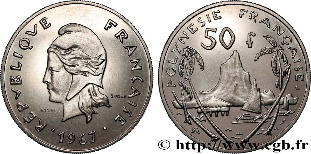 POLINESIA FRANCESA Essai de 50 Francs Marianne 1967 Paris SC 