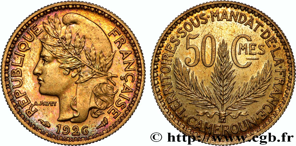 KAMERUN - FRANZÖSISCHE MANDAT 50 Centimes léger - Essai de frappe de 50 cts Morlon - 2 grammes 1926 Paris fST 