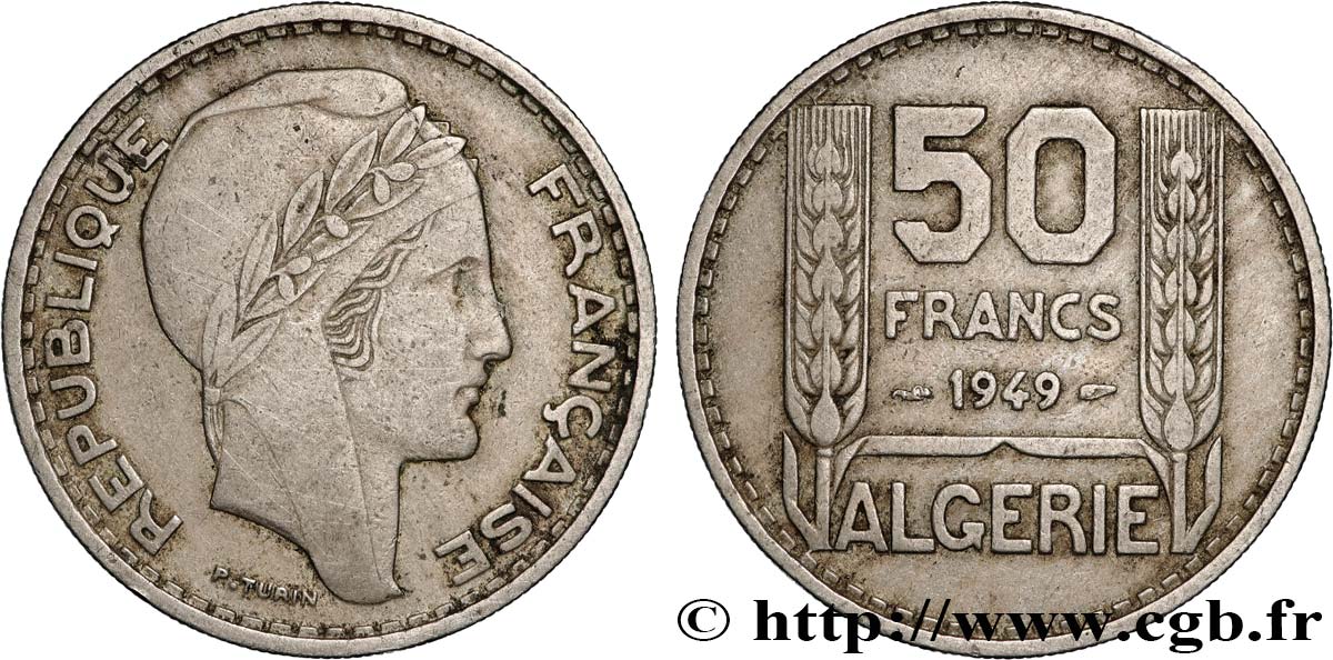 ALGÉRIE 50 Francs Turin 1949  TTB 