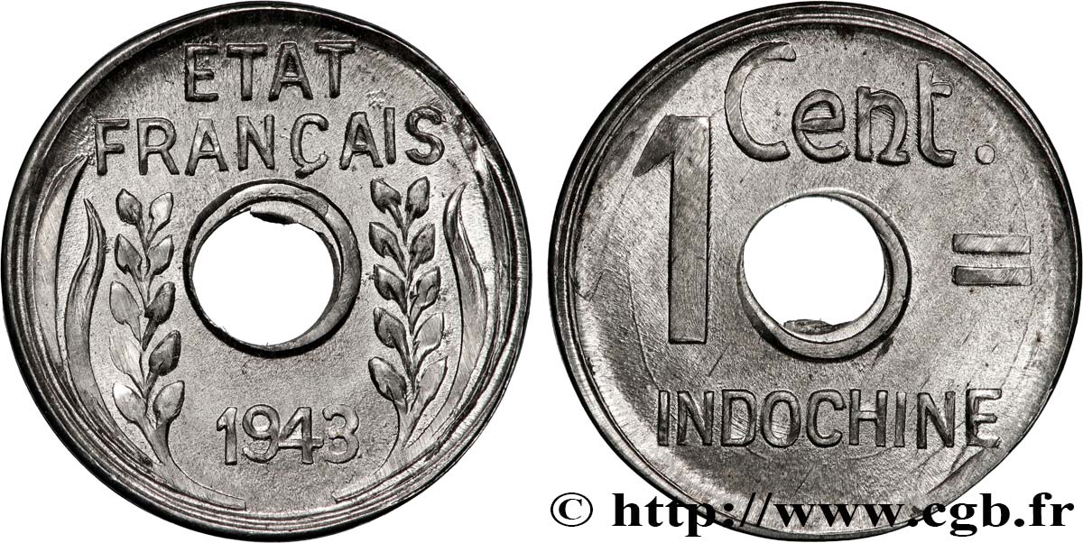 INDOCHINA 1 Centième 1943 Hanoï SC 