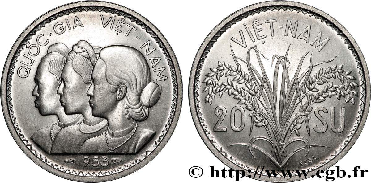 VIET-NAM (before 1954) Essai de 20 Su (20/100 de Piastre) 1953 Paris MS 
