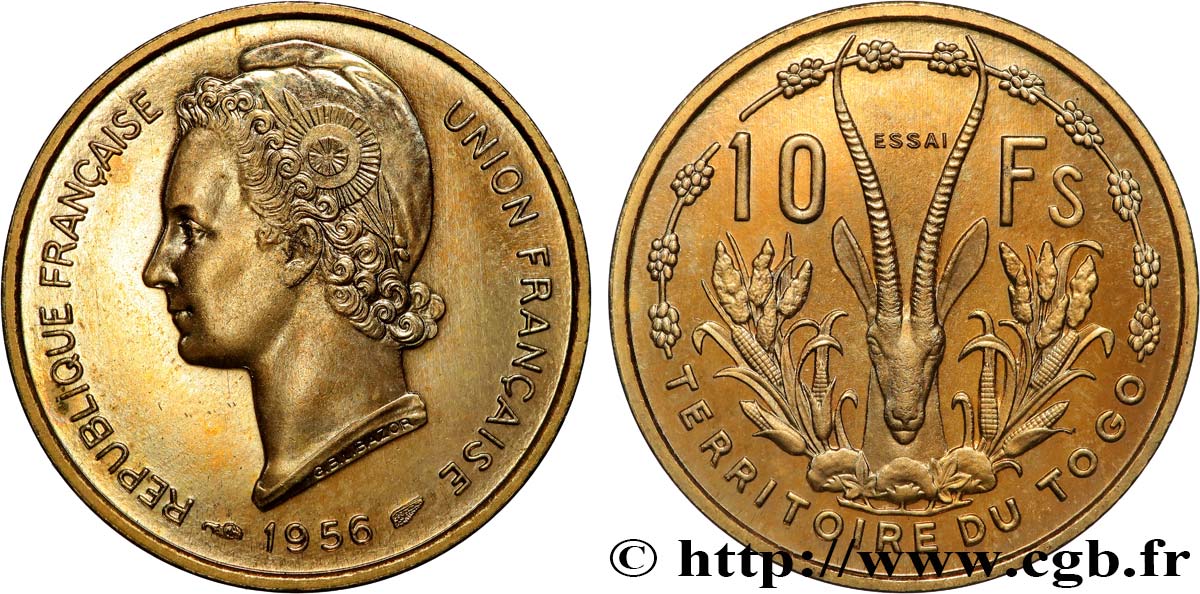 TOGO - FRENCH UNION Essai de 10 Francs 1956 Paris MS 