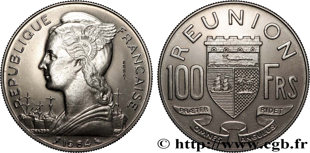 REUNION INSEL 100 Francs Essai 1964 Paris VZ+ 